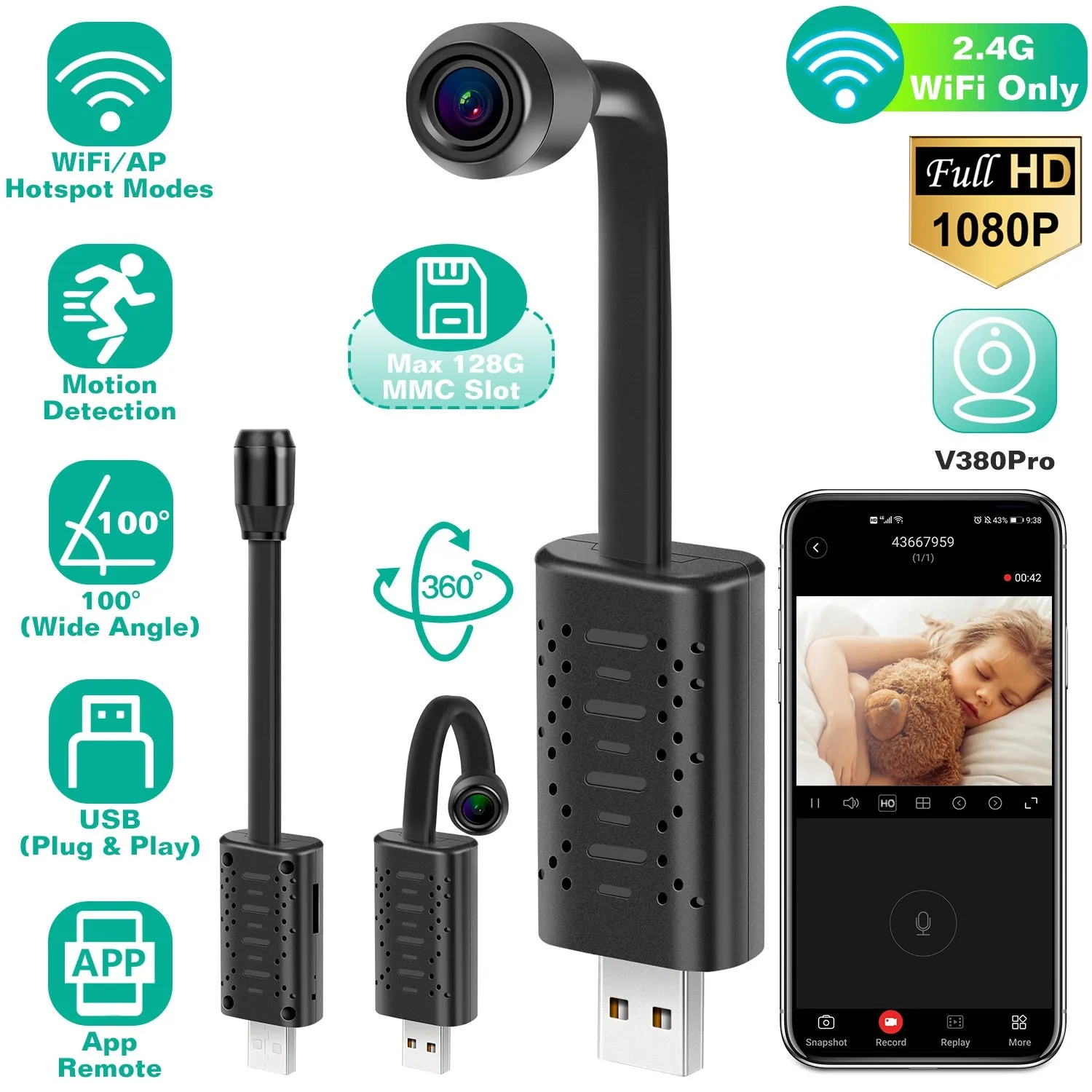 1080P HD Mini USB IP Camera Motion Detection