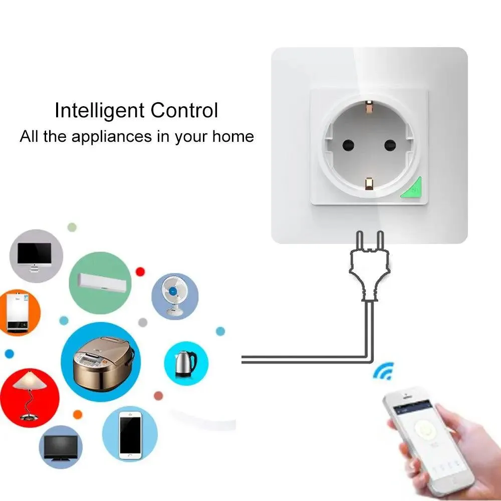 16A EU UK Universal WiFi Smart Wall Power Socket/ Remote Control