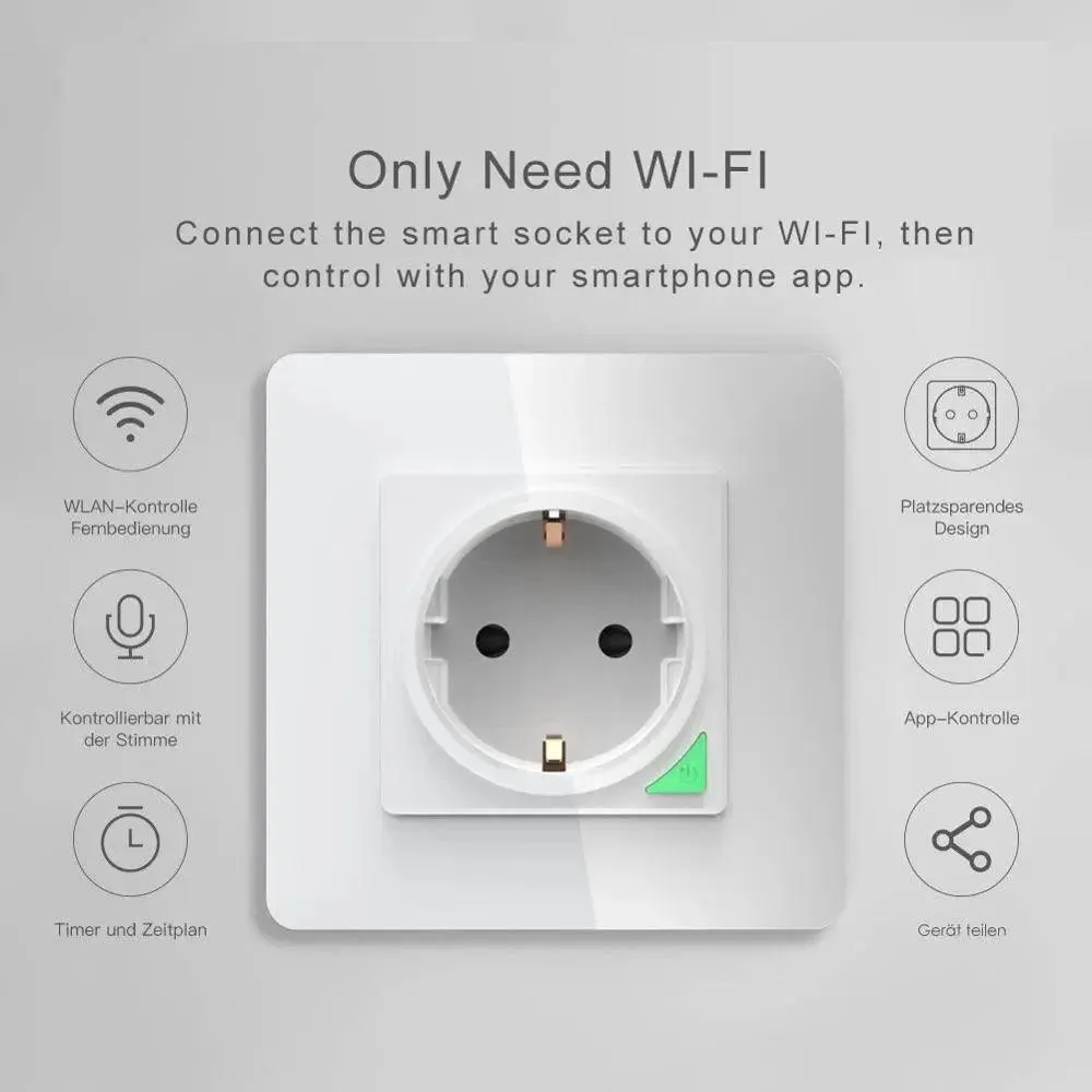 16A EU UK Universal WiFi Smart Wall Power Socket/ Remote Control
