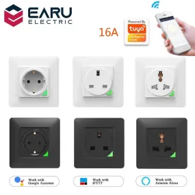 16A EU UK Universal WiFi Smart Wall Power Socket/ Remote Control