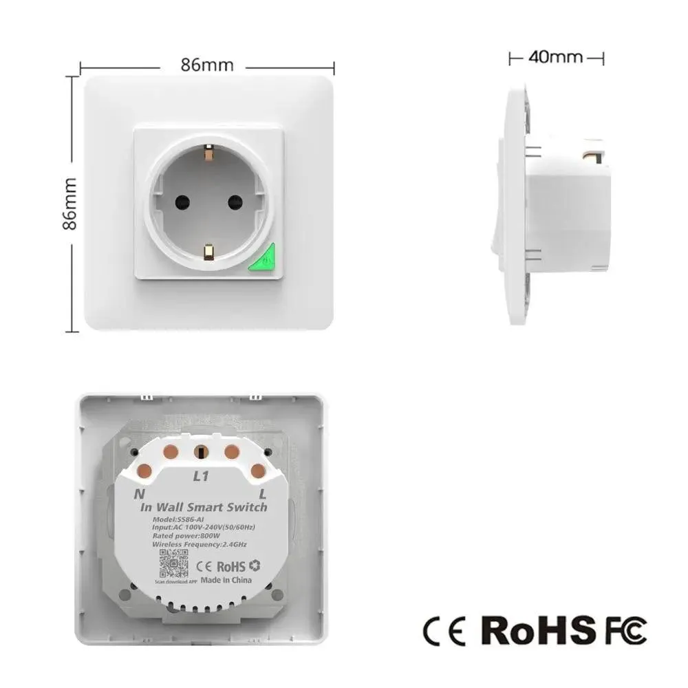 16A EU UK Universal WiFi Smart Wall Power Socket/ Remote Control