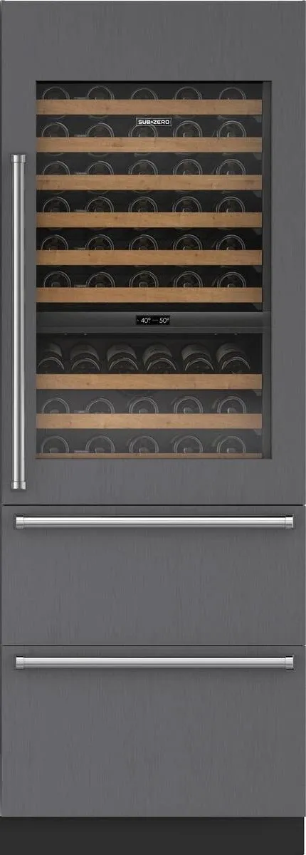 30" Designer Wine Storage with Refrigerator Drawers - Panel Ready