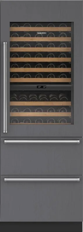 30" Designer Wine Storage with Refrigerator Drawers - Panel Ready