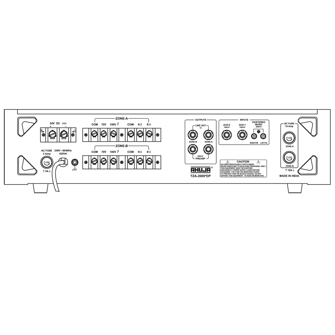 Ahuja TZA4000DPM Two zone PA Mixer Amplifier