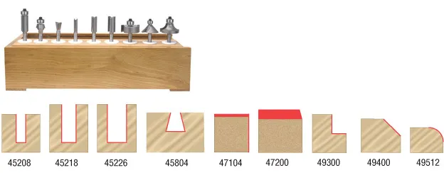 Amana AMS-111 11-Piece 1/4" Shank Router Bit Set