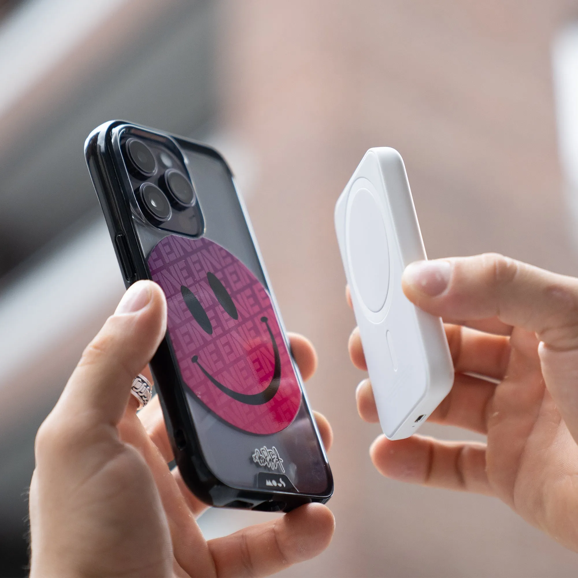 Ben Eine Pink Smiley MagSafe® Compatible Phone Case - Clarity 2.0
