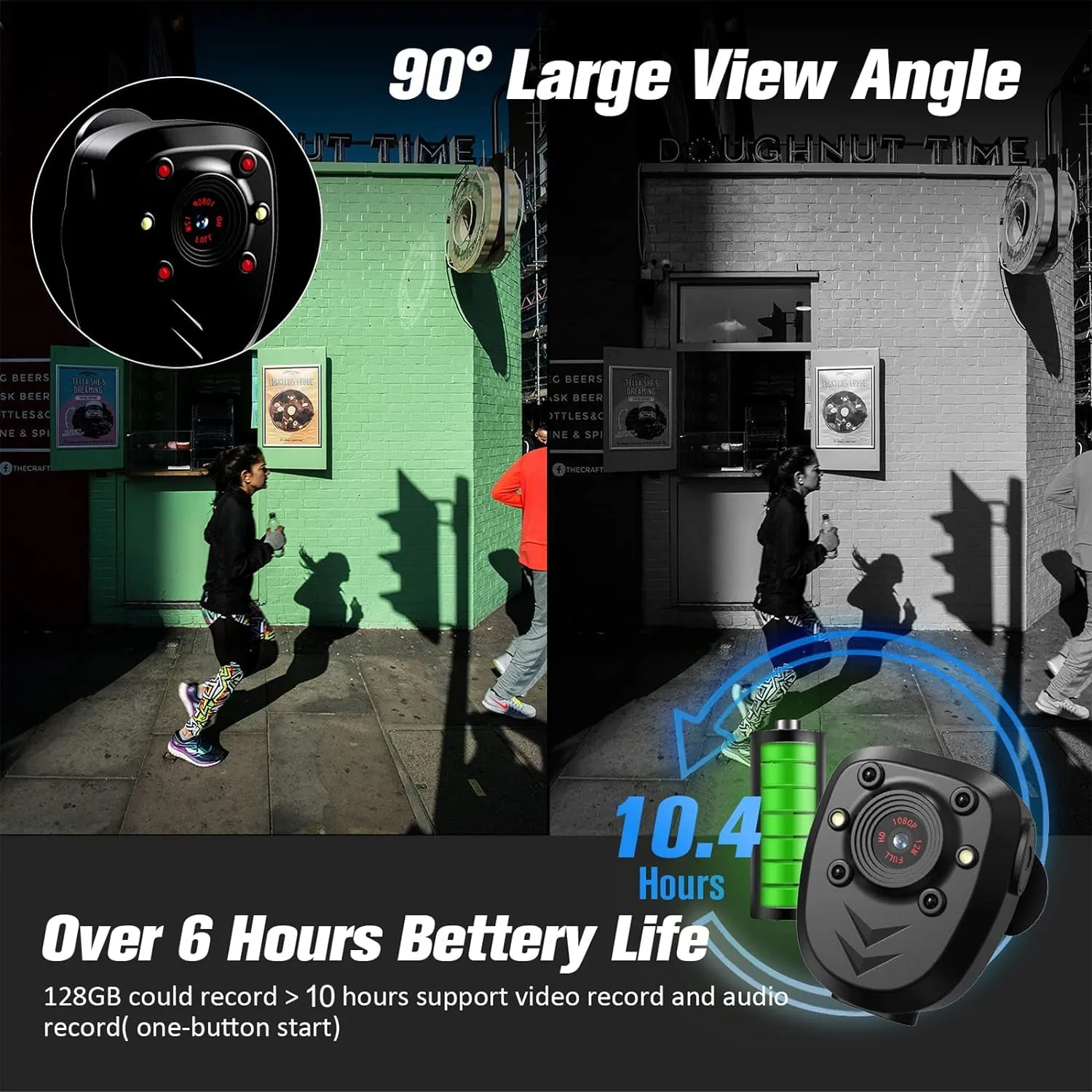 Body Camera with 1080P Recording Spy Hidden Wireless Cam Built-In 64GB Card 1080P Police Recorder Security Cam with Night Vision Dash Cam for Home/Outdoor/Law Enforcement/Cop Guard