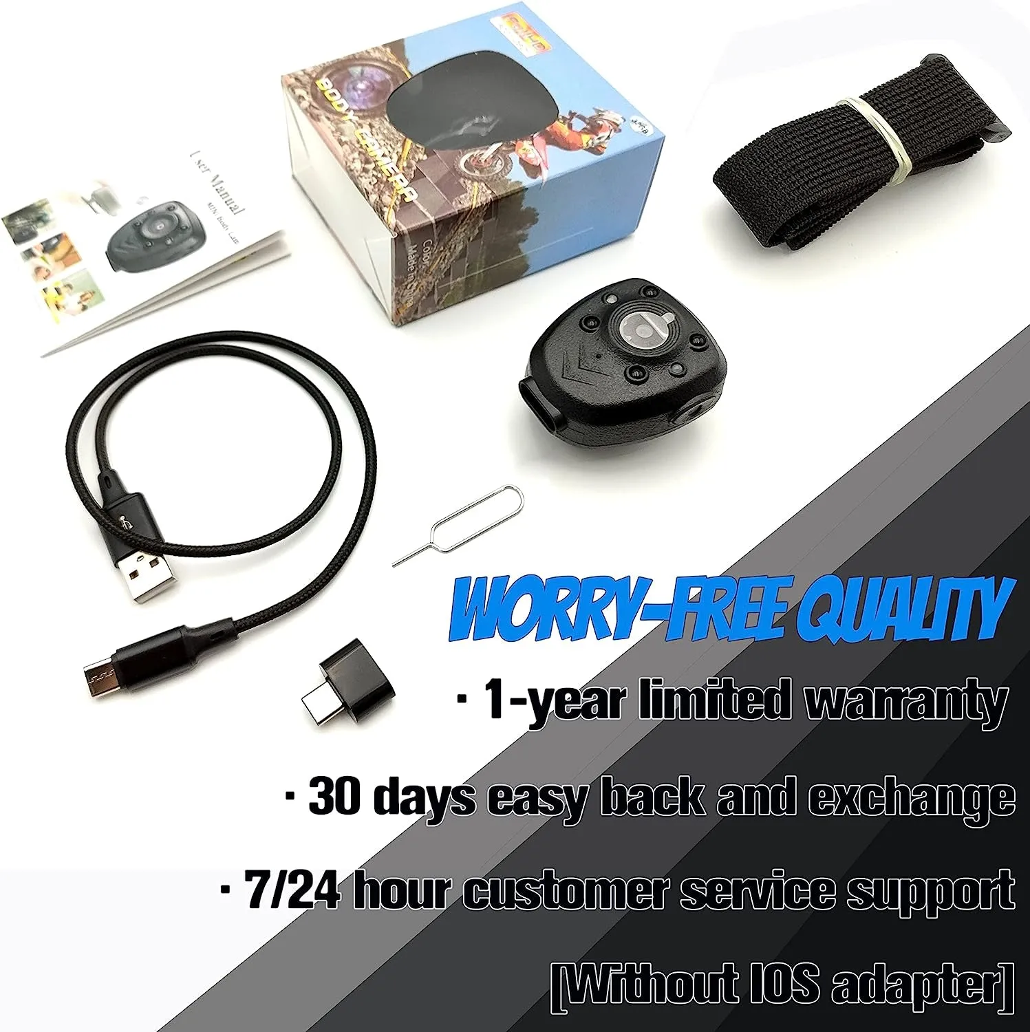 Body Camera with 1080P Recording Spy Hidden Wireless Cam Built-In 64GB Card 1080P Police Recorder Security Cam with Night Vision Dash Cam for Home/Outdoor/Law Enforcement/Cop Guard