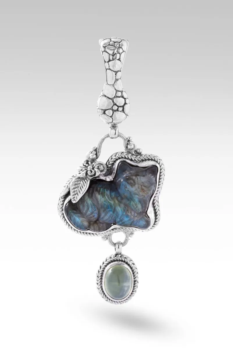 Boo Boo Kitty Pendant™  in Labradorite & Black Stone Doublet