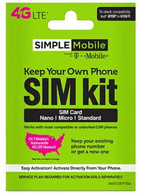 BYOP = Simple Mobile 14 Days = $20 Promo Unlimited Talk, Text, Int'l Text & 2 GB Data   Intl Talk   Sim Card  New Number