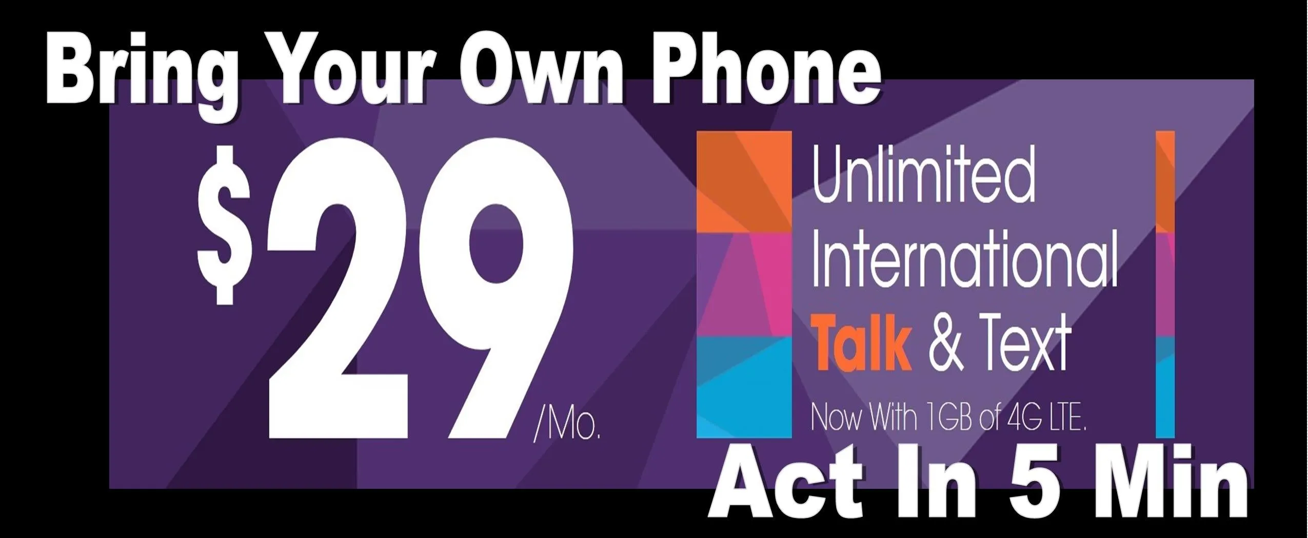 BYOP = Ultra Mobile 1 Year $360 Talk & Text, 6GB Web   Sim Kit   New Number