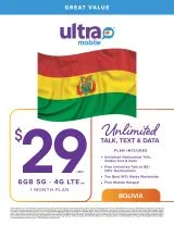 BYOP = Ultra Mobile 1 Year $360 Talk & Text, 6GB Web   Sim Kit   New Number