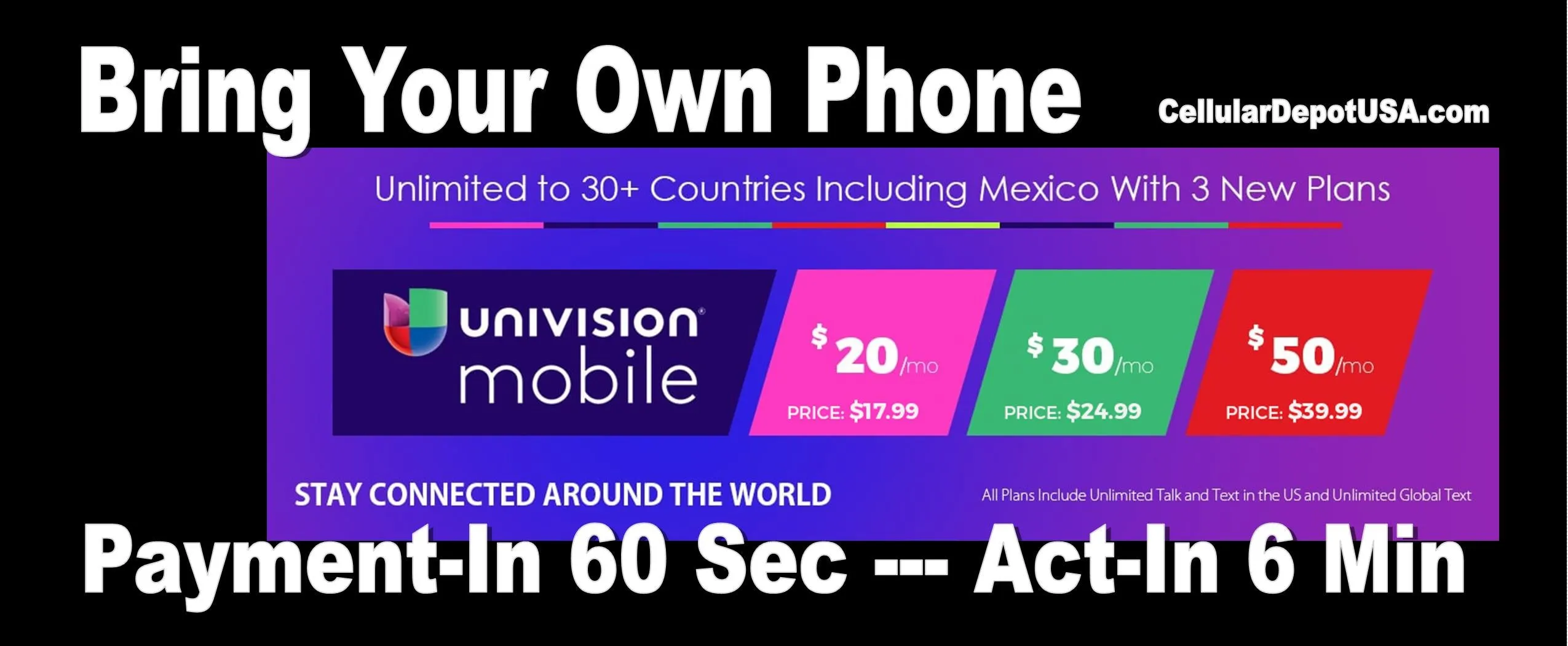 BYOP = Ultra Mobile $24 Talk & Text ,3GB Plan & Sim Kit