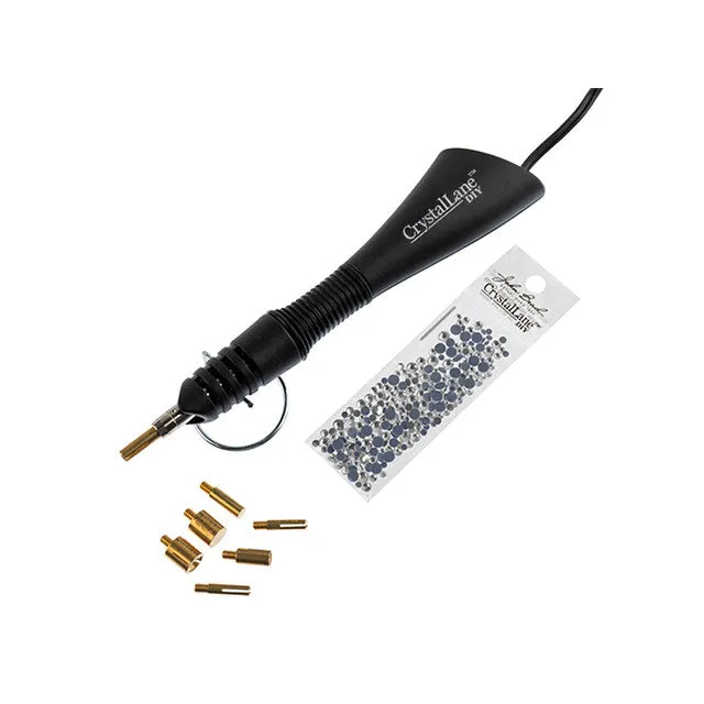 Crystal Lane 7-in-1 Hot Fix Crystal Rhinestone Applicator Wand Set with 250 Crystals