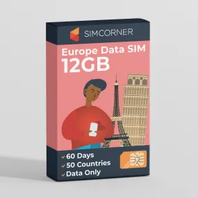 Data SIM for Europe Travel (12GB)
