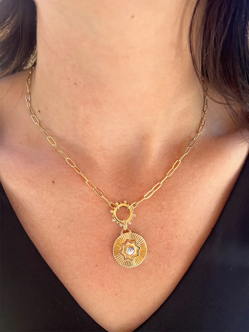 Dew Drop Marine Diamond Story Catcher with Oval Chain