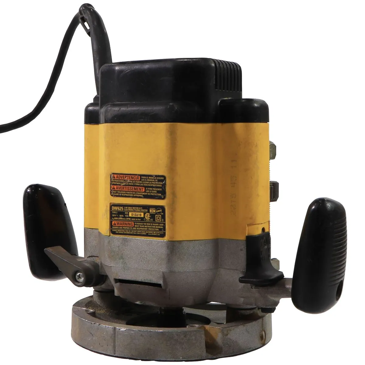 DEWALT 3 HP EVS Plunge Router - Yellow/Black (DW625)