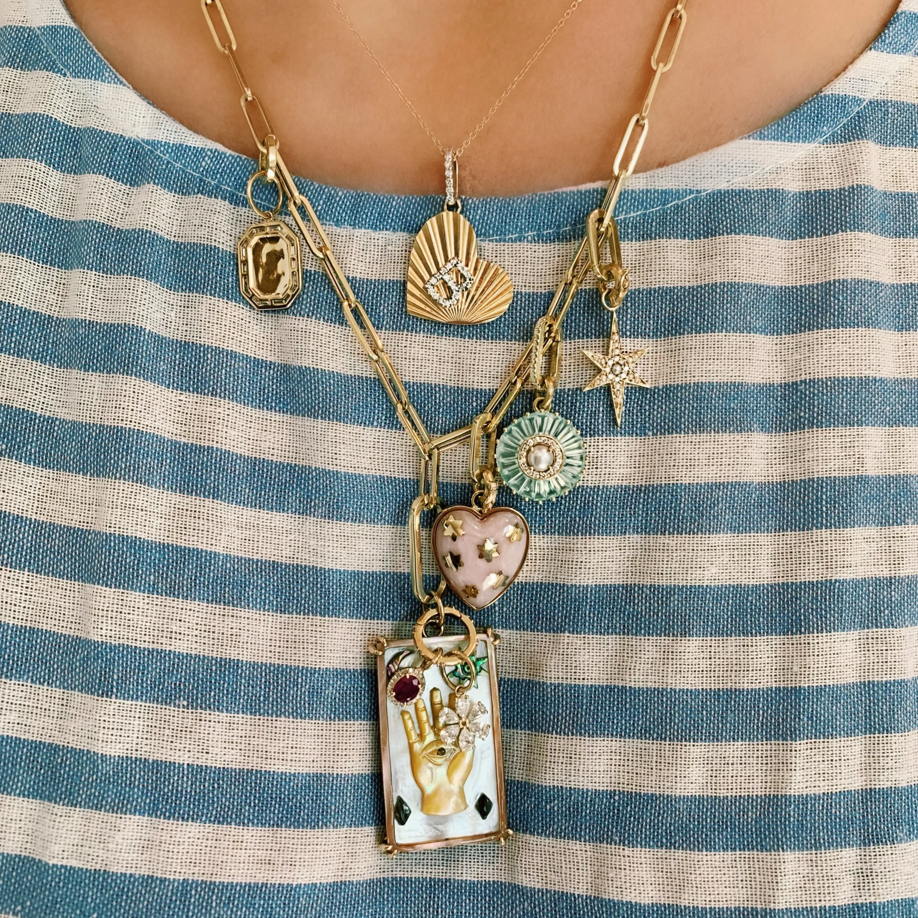 Diamond Baguette Octagon Tablet Charm