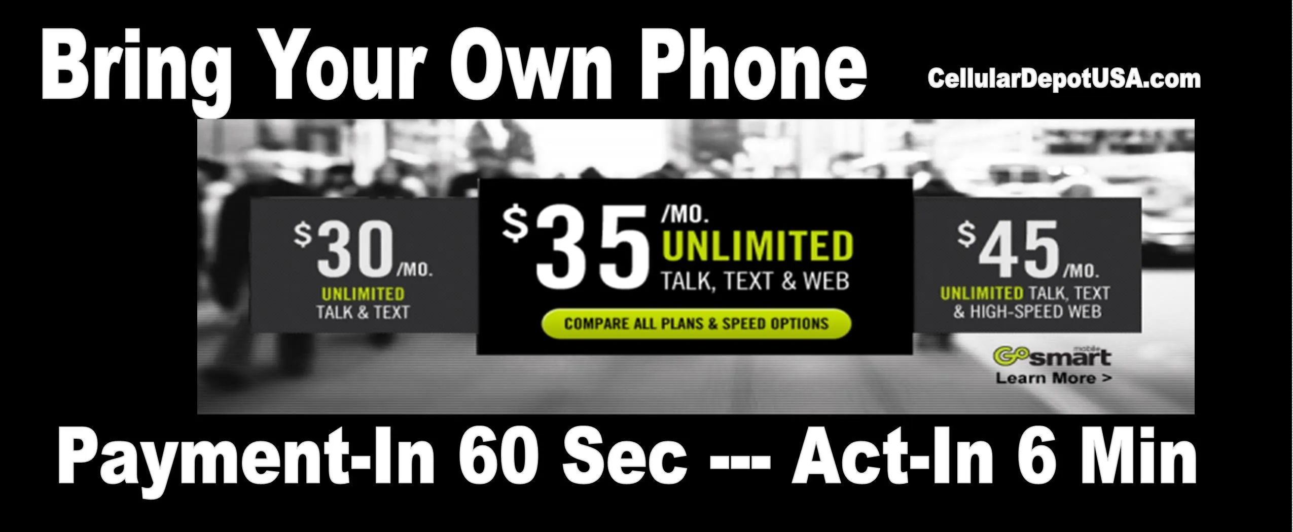 Go Smart Payment = $45 Unlimited Talk, Text & Data, Plus International Calling** First 20 GB Data up to 3G Speed then 2G*
