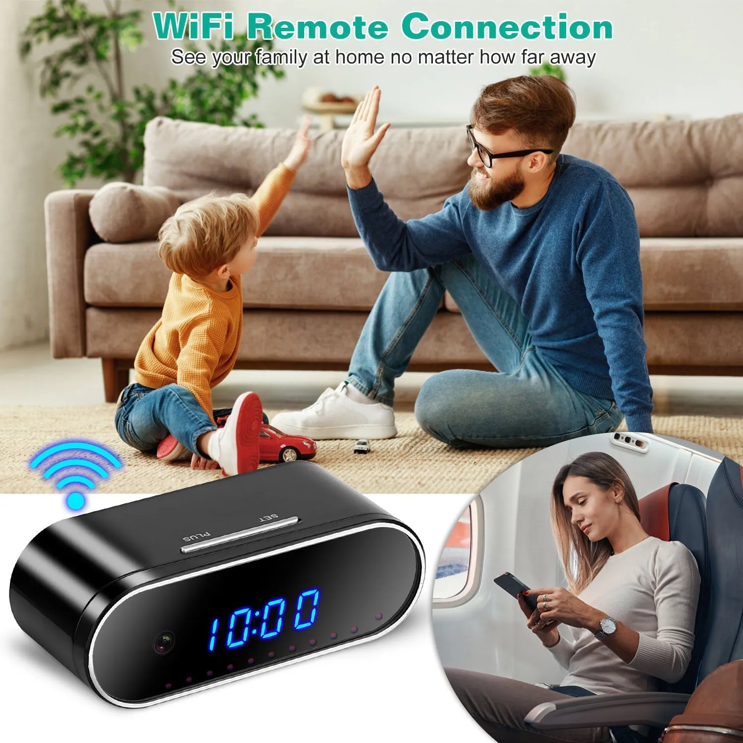 HD 1080P Wi-Fi Alarm Clock Camera