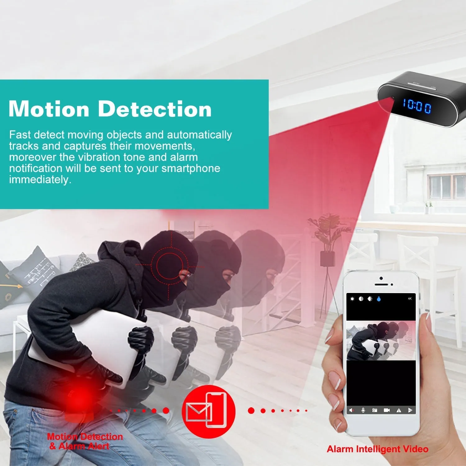 HD 1080P Wi-Fi Alarm Clock Camera