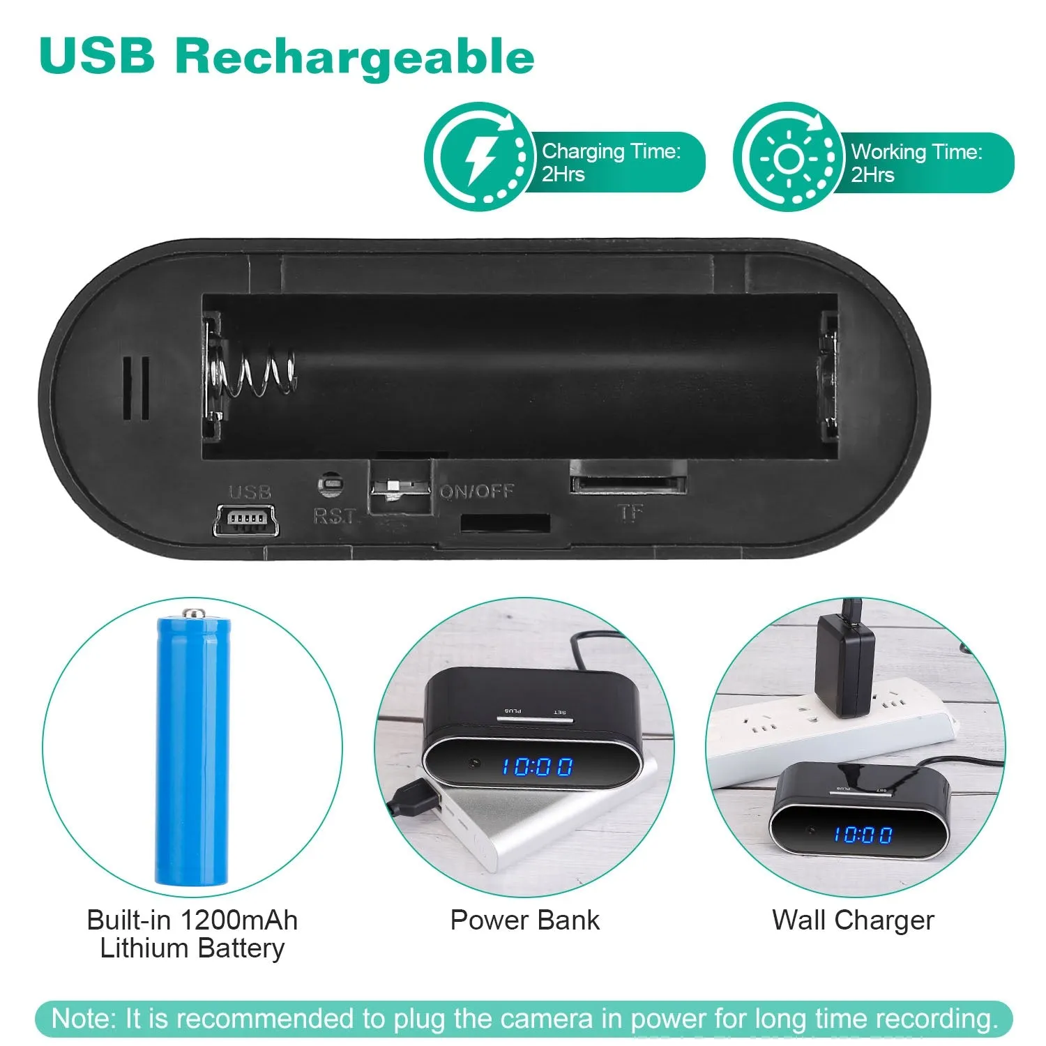 HD 1080P Wi-Fi Alarm Clock Camera
