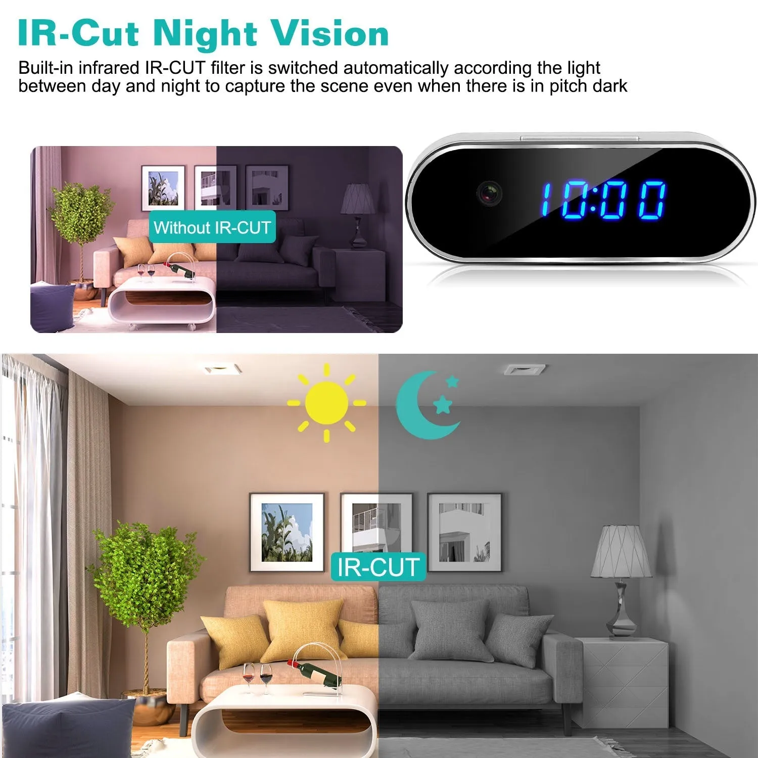 HD 1080P Wi-Fi Alarm Clock Camera