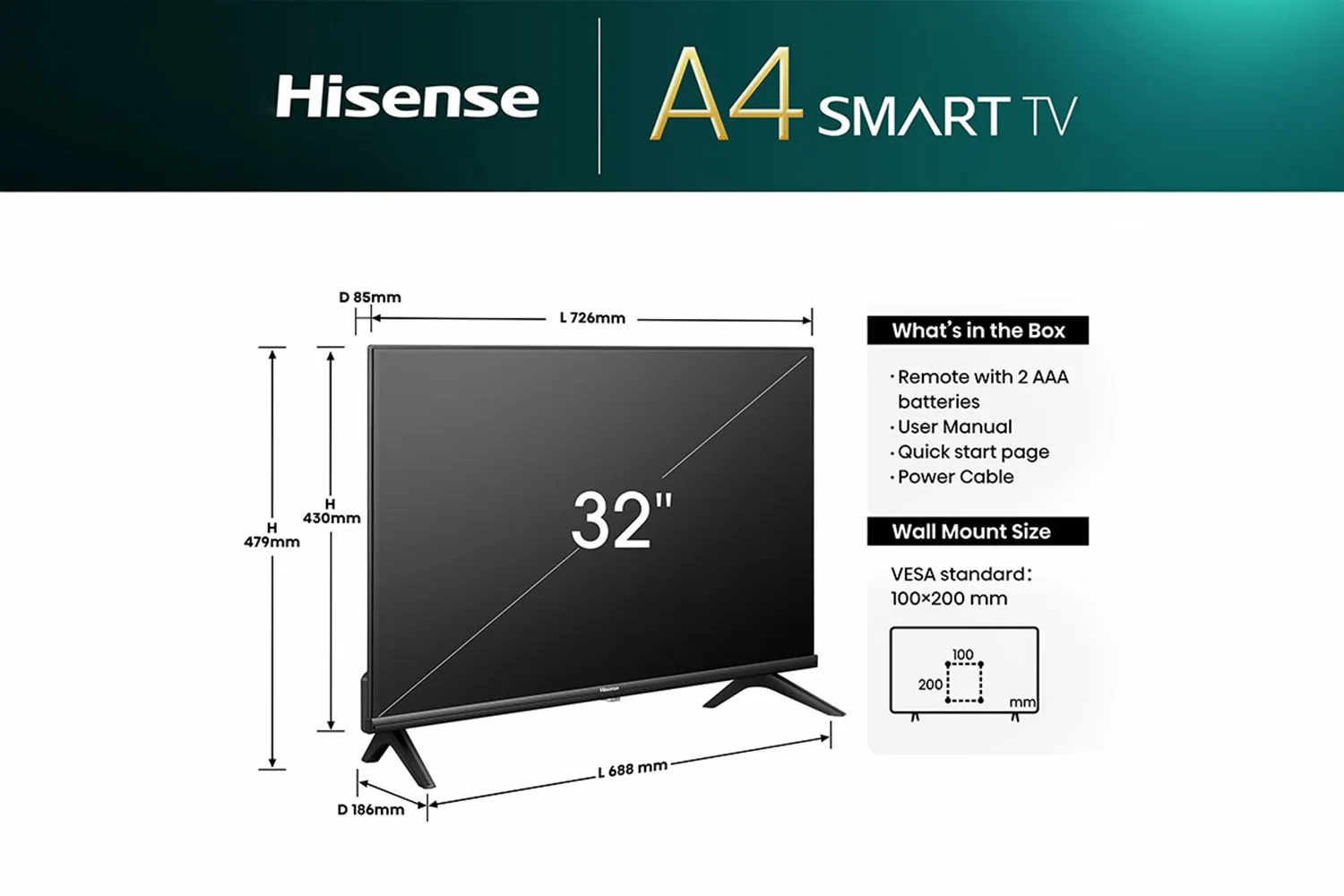 Hisense 32" A4N Full HD Smart TV | 32A4NTUK