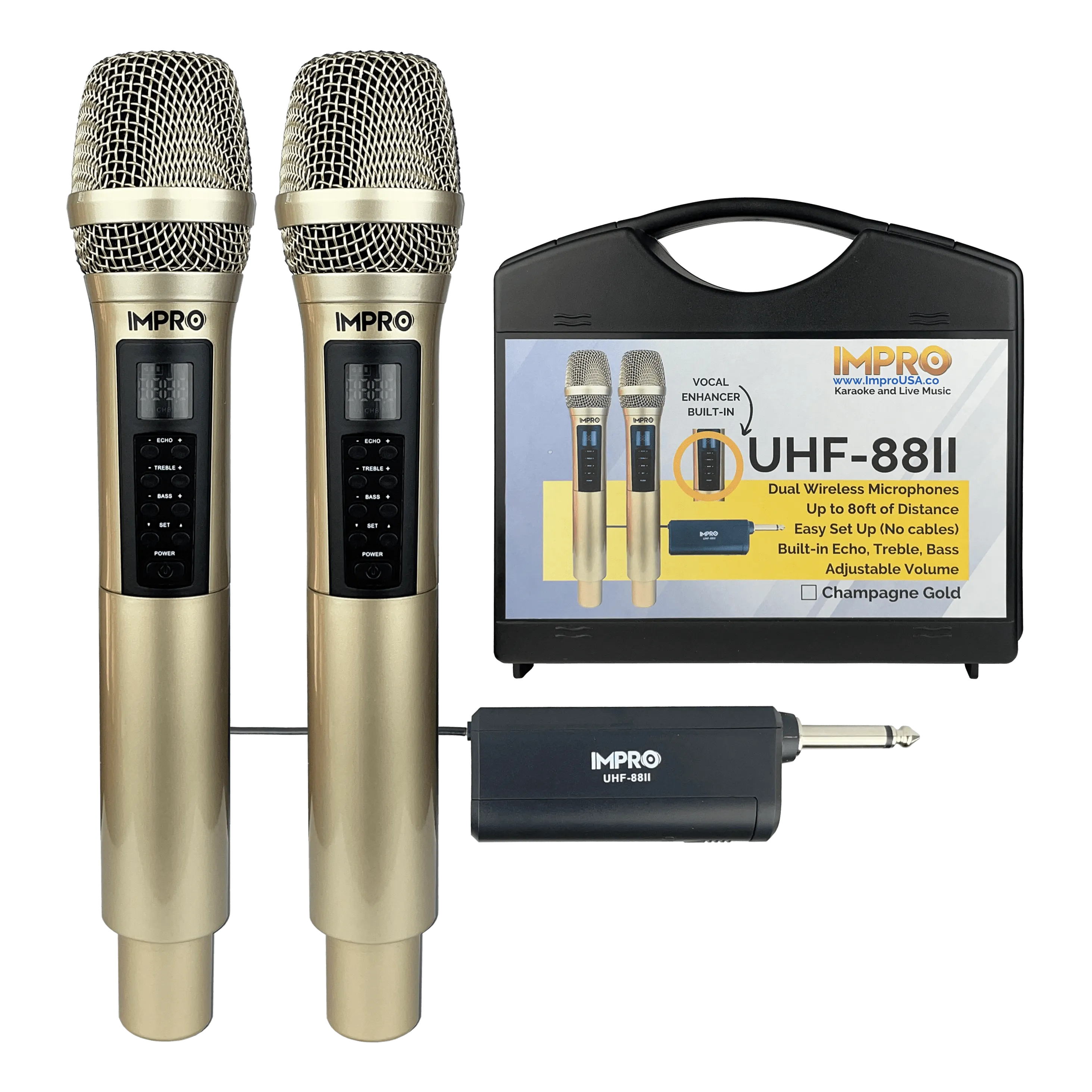 ImPro UHF-88II Professional UHF Wireless Microphones with Case
