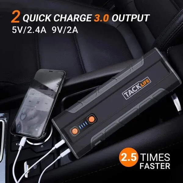Jump Starter 1000A Peak 20000mAh 12V Car Jumper Black T8 MAX