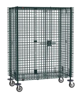 Metro SEC33EK3 Metroseal&reg; Green Security Cart with Braking Casters, fits 18" x 36" Shelves