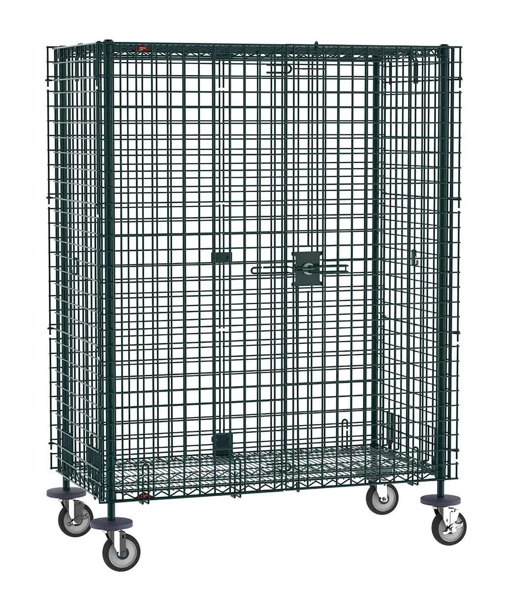 Metro SEC33EK3 Metroseal&reg; Green Security Cart with Braking Casters, fits 18" x 36" Shelves