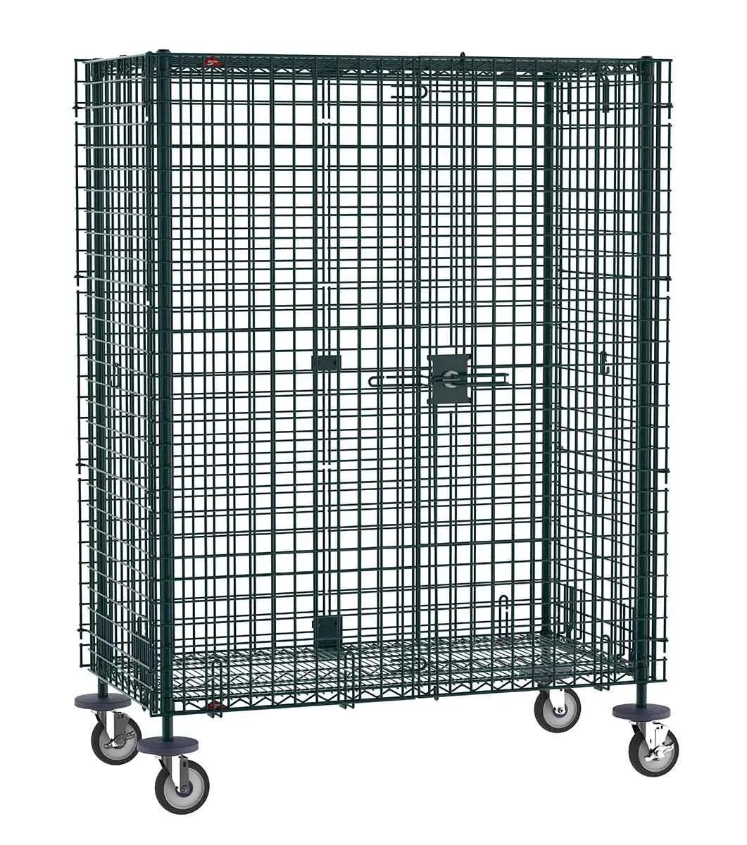 Metro SEC35EK3 Metroseal&reg; Green Security Cart with Braking Casters, fits 18" x 48" Shelves