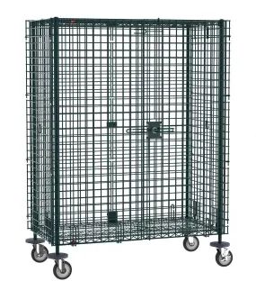 Metro SEC35EK3 Metroseal&reg; Green Security Cart with Braking Casters, fits 18" x 48" Shelves