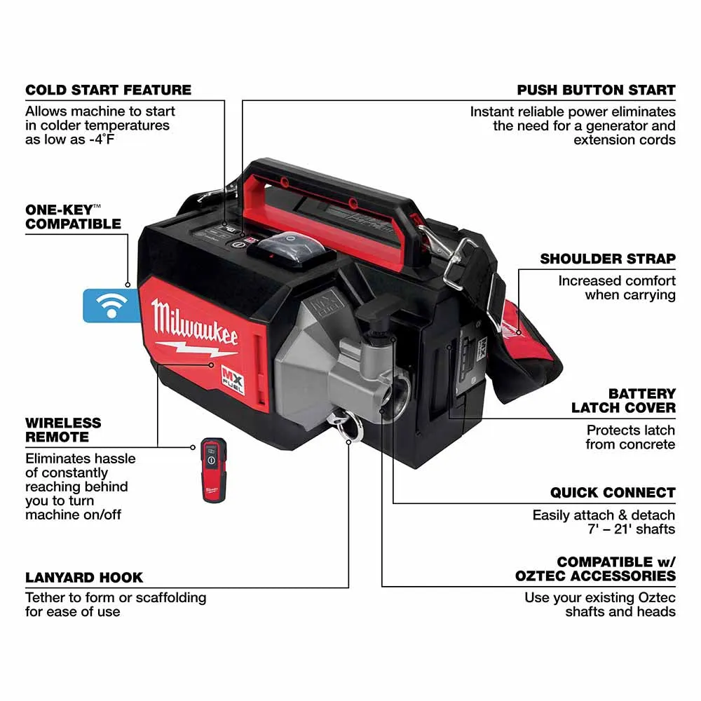 Milwaukee MXF370-2XC MX Fuel Briefcase Concrete Vibrator Kit w/ Two Batteries and Charger