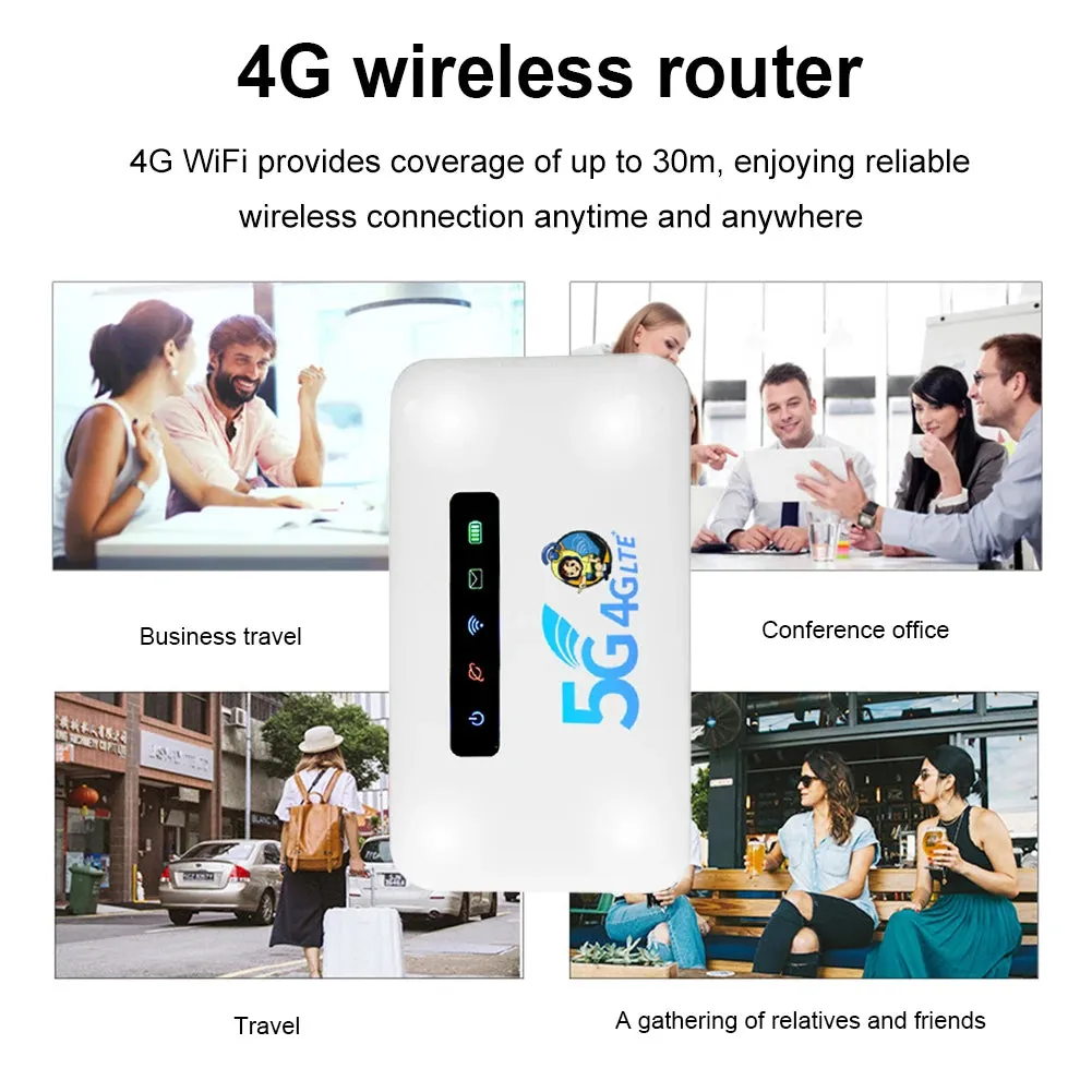 Mobile WiFi Hotspot Portable 4G Router - 150Mbps Speed, 2600mAh Battery, SIM Slot - Your Ultimate Travel Companion