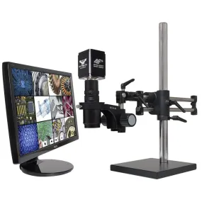 OC White TKMACZ-AF-A MacroZoom AF  Intelligent Auto Focus HD Microscope System with Dual Boom Stand, 22" LCD Monitor & Fiberoptic Annular Ring Light