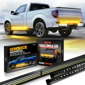 OPT7 Redline Parlux Triple Tailgate Light Bar 60" Bundle with Sidekick Sequential Running Board Light LED Strip Kit