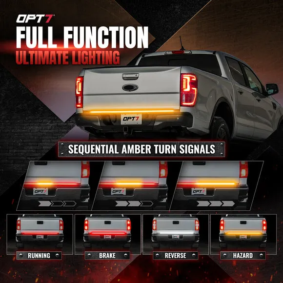 OPT7 Redline Parlux Triple Tailgate Light Bar 60" Bundle with Sidekick Sequential Running Board Light LED Strip Kit