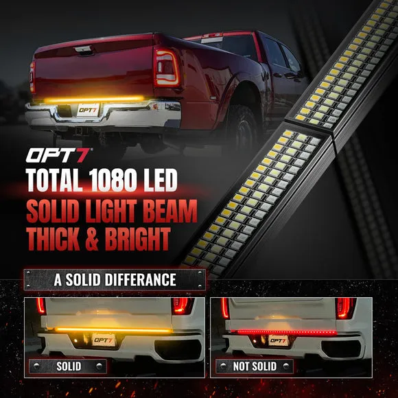 OPT7 Redline Parlux Triple Tailgate Light Bar 60" Bundle with Sidekick Sequential Running Board Light LED Strip Kit