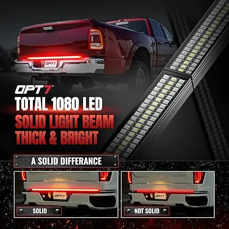 OPT7 Redline Parlux Triple Tailgate Light Bar 60" Bundle with Sidekick Sequential Running Board Light LED Strip Kit