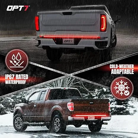 OPT7 Redline Parlux Triple Tailgate Light Bar 60" Bundle with Sidekick Sequential Running Board Light LED Strip Kit