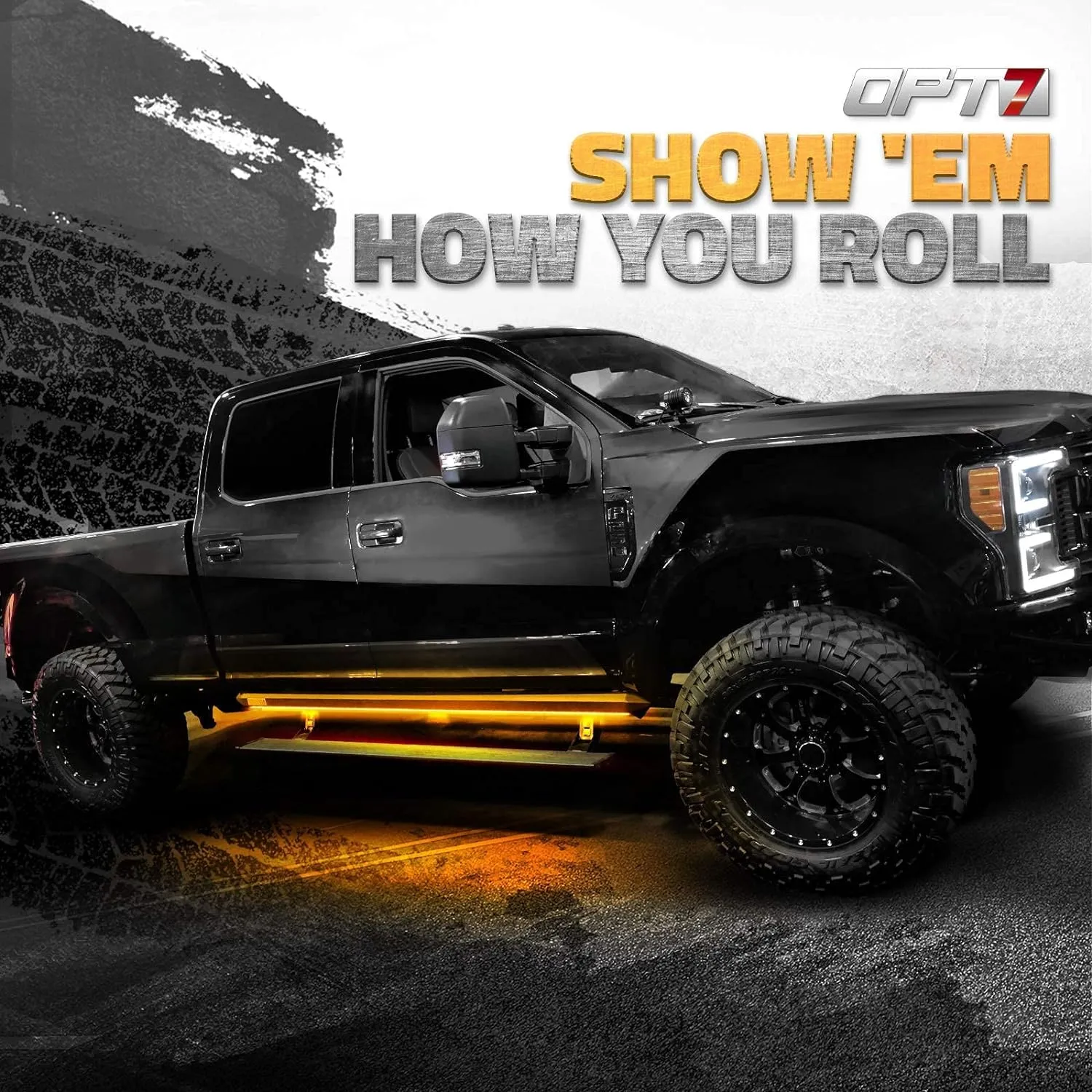 OPT7 Redline Triple Tailgate Light Bar 60" Bundle with Sidekick Running Board Light LED Strip Kit with Warning Mode