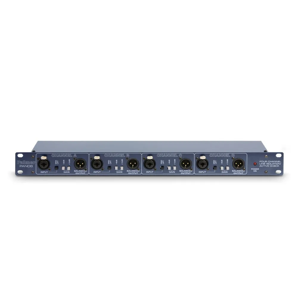 Palmer PAL-PAN08 4 Channels Powered 19" DI/Line Isolation Box