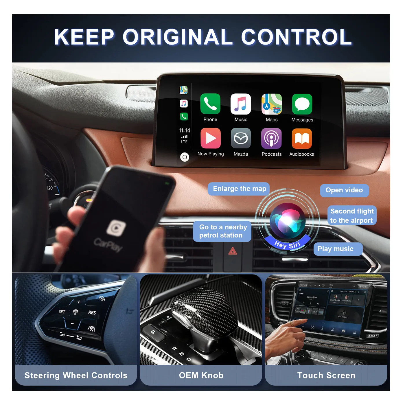 PODOFO 2023 Wired CarPlay to Wireless Apple CarPlay Ai Box Adapter USB Type-C Plug & Play Carplay Dongle Magic Box Fast and Easy Use