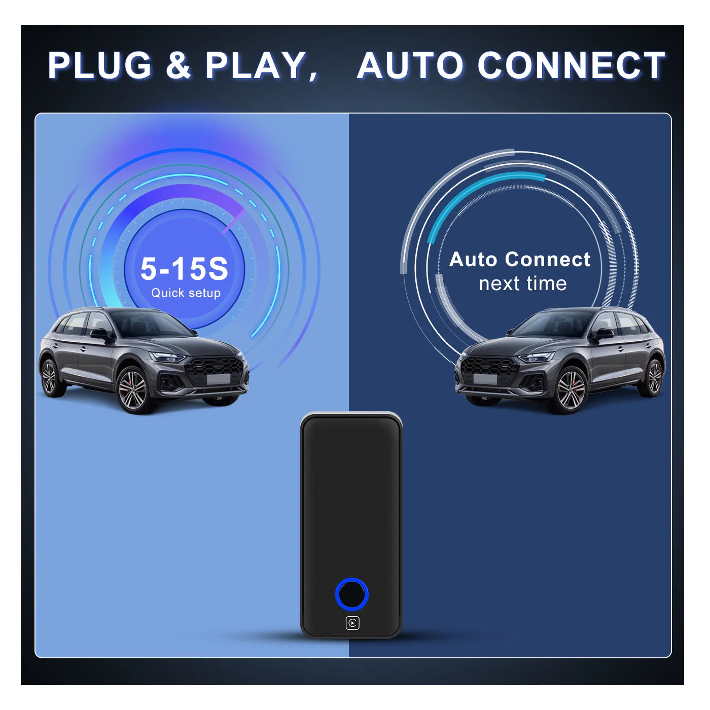 PODOFO 2023 Wired CarPlay to Wireless Apple CarPlay Ai Box Adapter USB Type-C Plug & Play Carplay Dongle Magic Box Fast and Easy Use