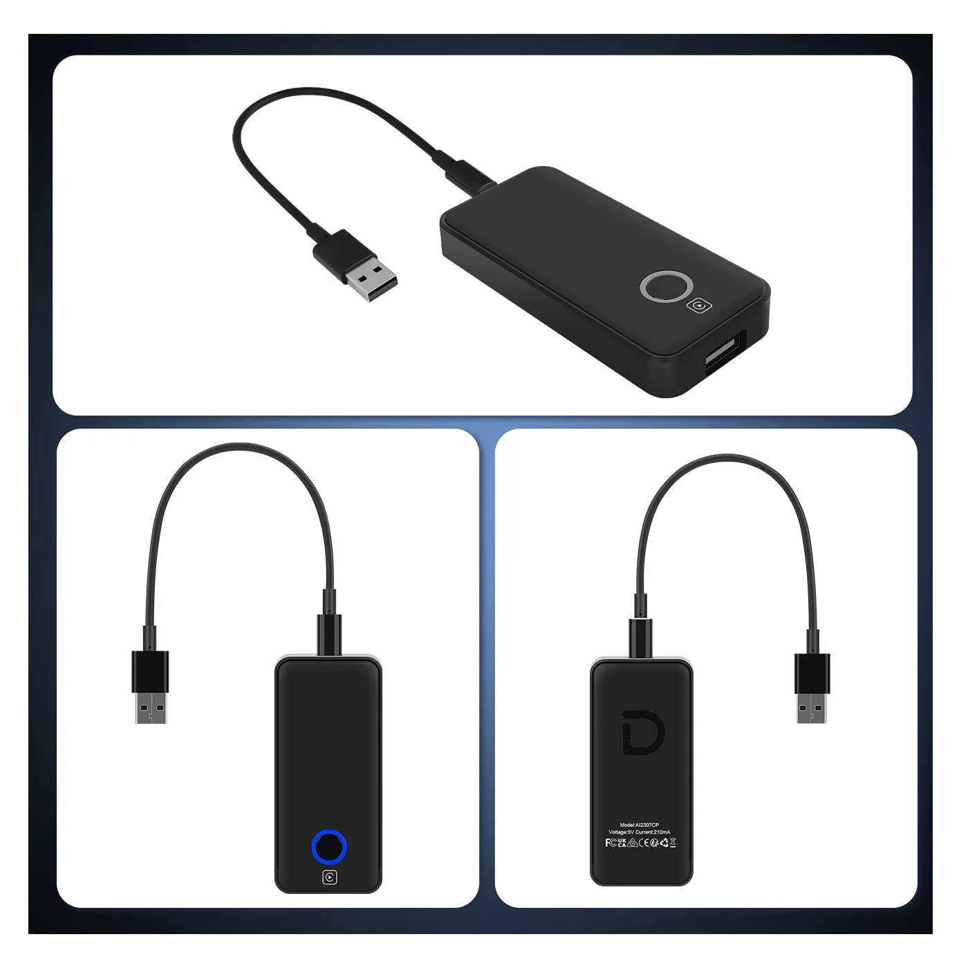 PODOFO 2023 Wired CarPlay to Wireless Apple CarPlay Ai Box Adapter USB Type-C Plug & Play Carplay Dongle Magic Box Fast and Easy Use