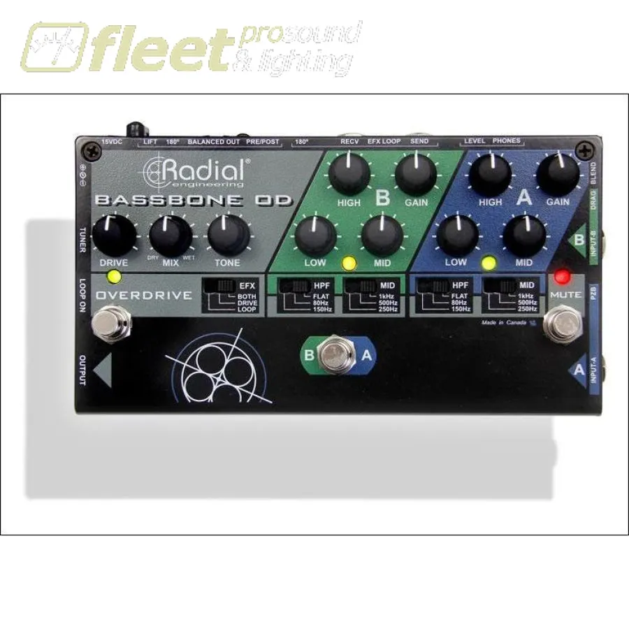 Radial Engineering Bassbone OD Bass Preamp With Overdrive Bass preamp and DI box