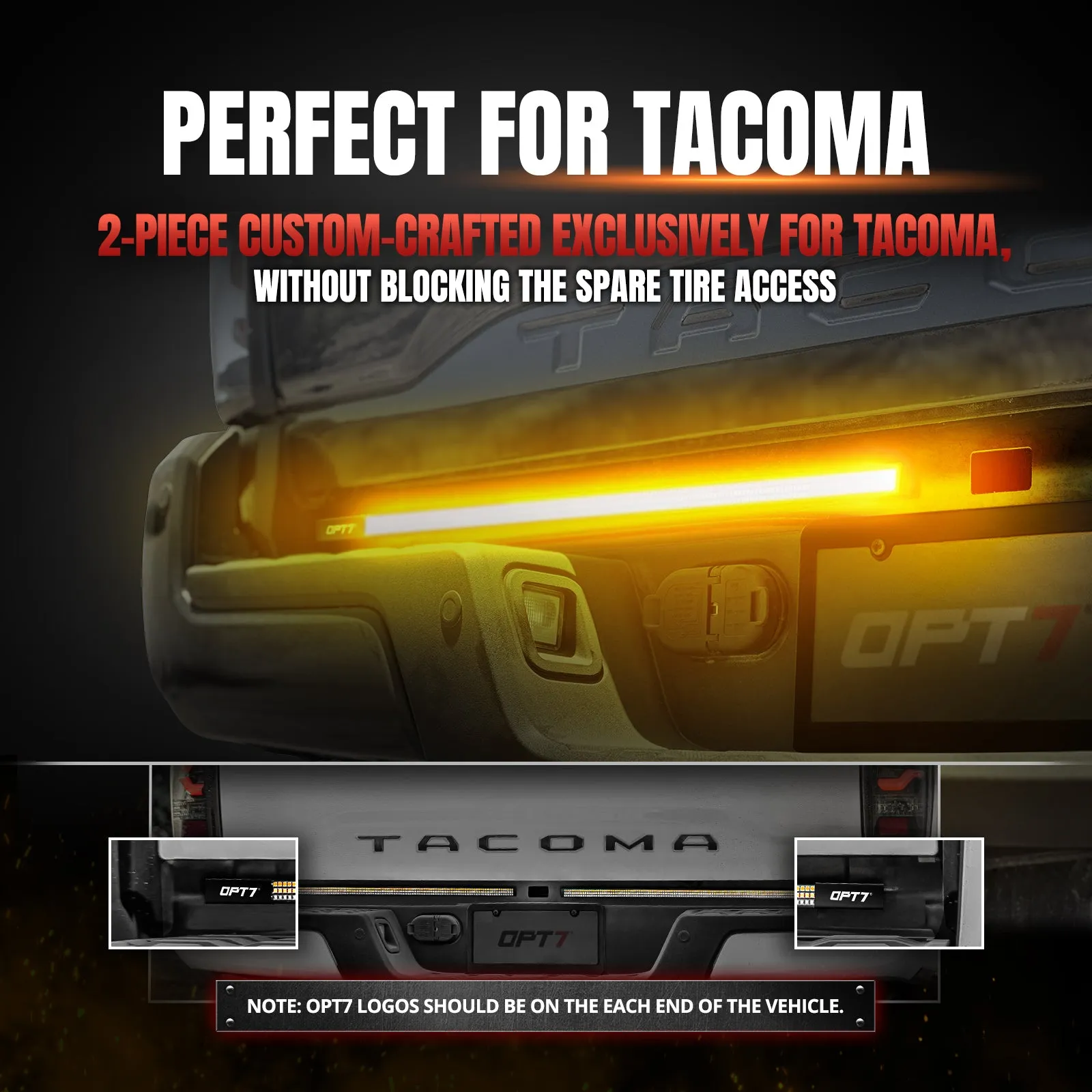 Redline Parlux Triple  Row LED Tailgate Light Bar for Tacoma with Reverse Light, Brake Light & Sequential Turn Signals