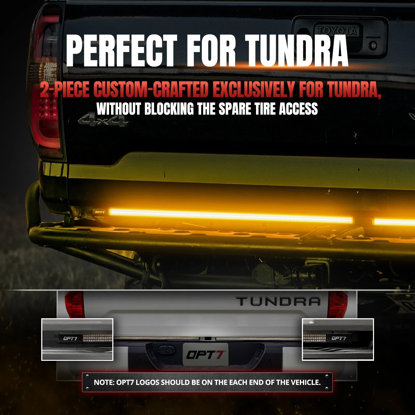 Redline Parlux Triple Row LED Tailgate Light Bar for Tundra with Reverse Light, Brake Light & Sequential Turn Signals